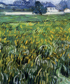 Museum Gicléeprint - Champ de Blé Vert avec Villa Blanche de Vincent van Gogh